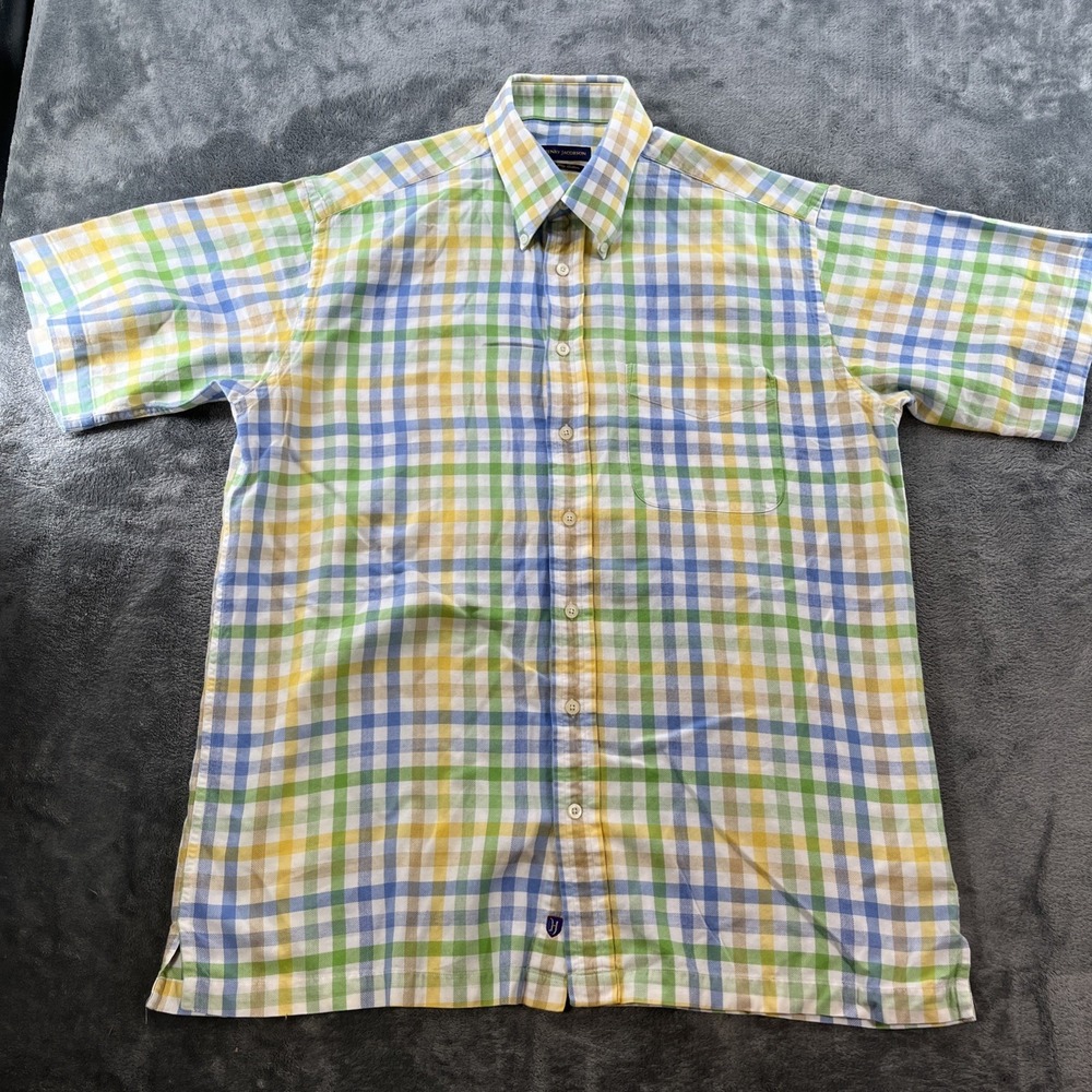 Henry Jacobson Men's Plaid Button Down Shirt 100% 2-Ply Cotton, Multicolor Large